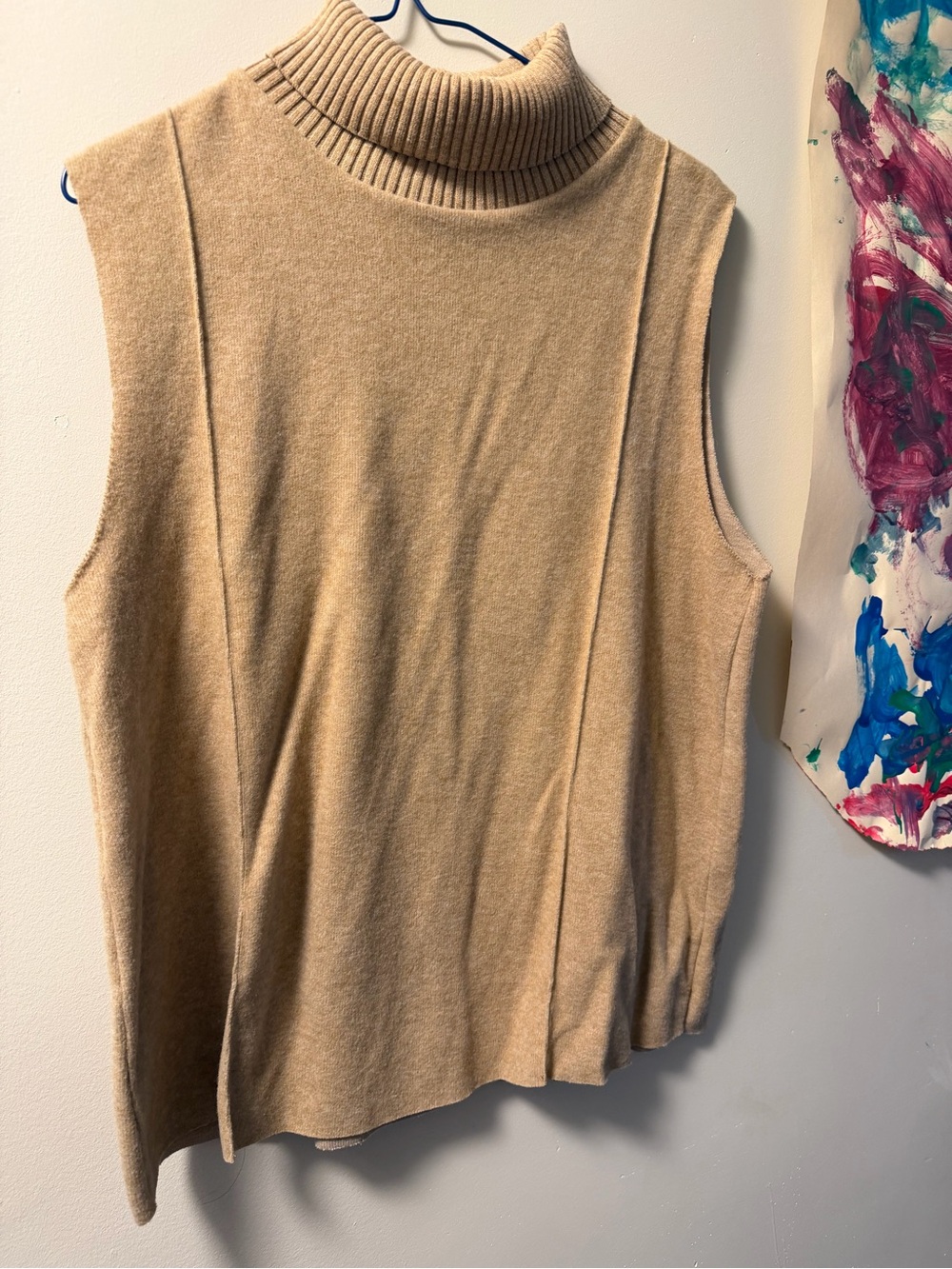 Zara Camel Sleeveless Turtleneck Tank Top